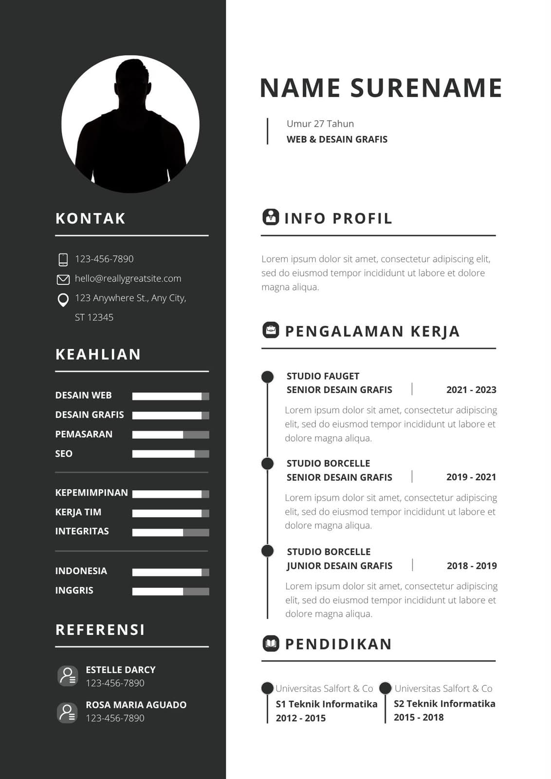 Contoh CV profesional ATS-friendly